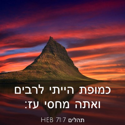 Picture 03 - תהלים 71:7 HEB - כמופת הייתי לרבים ואתה - Bible Verse Picture