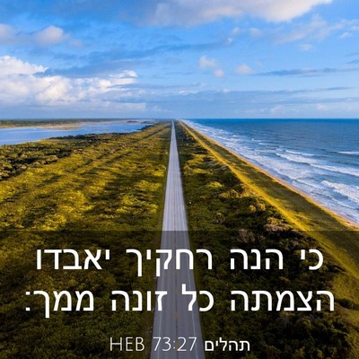 Picture 03 - תהלים 73:27 HEB - כי הנה רחקיך יאבדו הצמתה כל - Bible Verse Picture