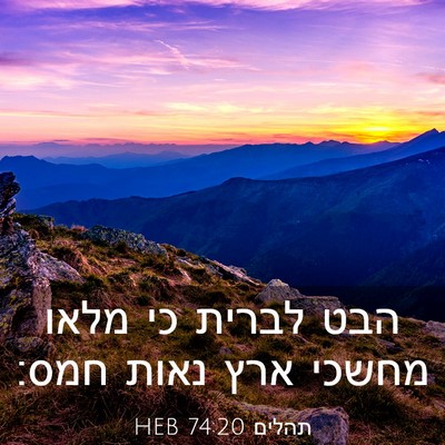 Picture 03 - תהלים 74:20 HEB - הבט לברית כי מלאו מחשכי ארץ - Bible Verse Picture