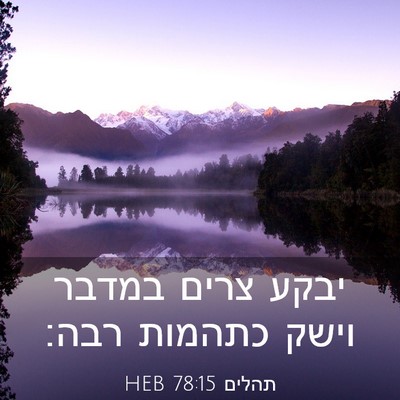 Picture 03 - תהלים 78:15 HEB - יבקע צרים במדבר וישק - Bible Verse Picture