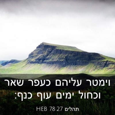 Picture 03 - תהלים 78:27 HEB - וימטר עליהם כעפר שאר וכחול - Bible Verse Picture