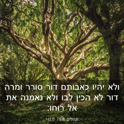 Picture 03 - תהלים 78:8 HEB - ולא יהיו כאבותם דור סורר - Bible Verse Picture
