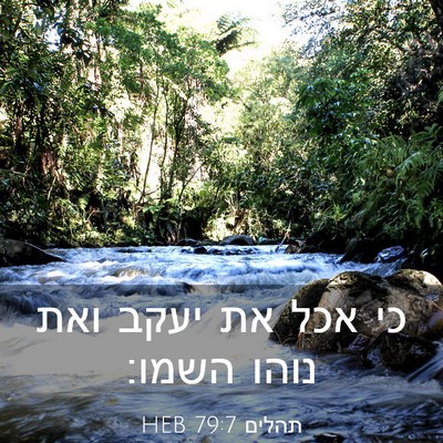 Picture 03 - תהלים 79:7 HEB - כי אכל את יעקב ואת נוהו - Bible Verse Picture