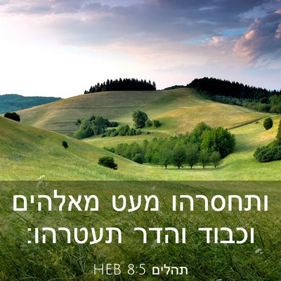 Picture 03 - תהלים 8:5 HEB - ותחסרהו מעט מאלהים וכבוד - Bible Verse Picture