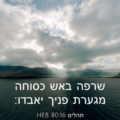 Picture 03 - תהלים 80:16 HEB - שרפה באש כסוחה מגערת פניך - Bible Verse Picture