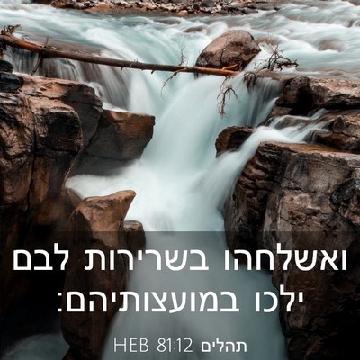 Picture 03 - תהלים 81:12 HEB - ואשלחהו בשרירות לבם ילכו - Bible Verse Picture