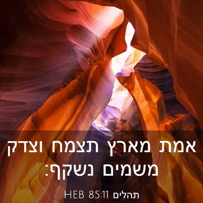 Picture 03 - תהלים 85:11 HEB - אמת מארץ תצמח וצדק משמים - Bible Verse Picture