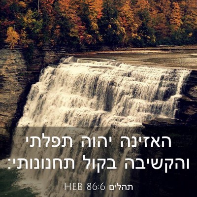 Picture 03 - תהלים 86:6 HEB - האזינה יהוה תפלתי והקשיבה - Bible Verse Picture