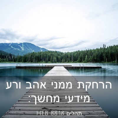 Picture 03 - תהלים 88:18 HEB - הרחקת ממני אהב ורע מידעי - Bible Verse Picture
