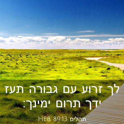 Picture 03 - תהלים 89:13 HEB - לך זרוע עם גבורה תעז ידך - Bible Verse Picture
