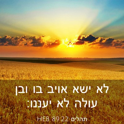 Picture 03 - תהלים 89:22 HEB - לא ישא אויב בו ובן עולה לא - Bible Verse Picture