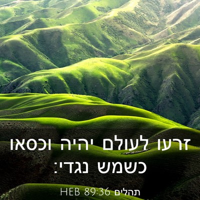 Picture 03 - תהלים 89:36 HEB - זרעו לעולם יהיה וכסאו כשמש - Bible Verse Picture