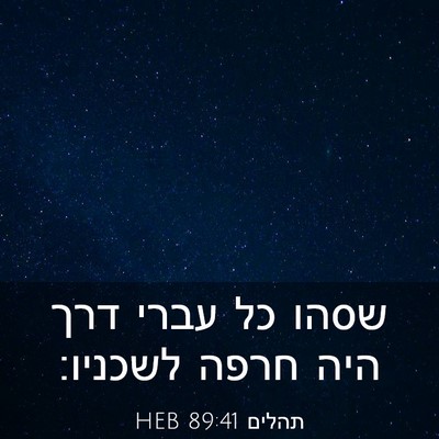 Picture 03 - תהלים 89:41 HEB - שסהו כל עברי דרך היה חרפה - Bible Verse Picture