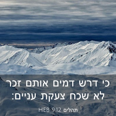 Picture 03 - תהלים 9:12 HEB - כי דרש דמים אותם זכר לא שכח - Bible Verse Picture