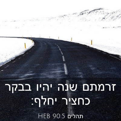 Picture 03 - תהלים 90:5 HEB - זרמתם שנה יהיו בבקר כחציר - Bible Verse Picture