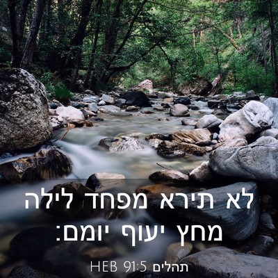 Picture 03 - תהלים 91:5 HEB - לא תירא מפחד לילה מחץ יעוף - Bible Verse Picture
