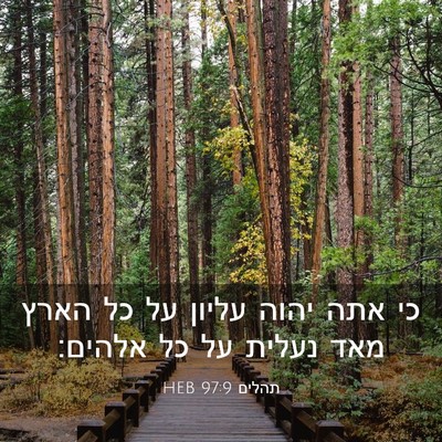 Picture 03 - תהלים 97:9 HEB - כי אתה יהוה עליון על כל - Bible Verse Picture