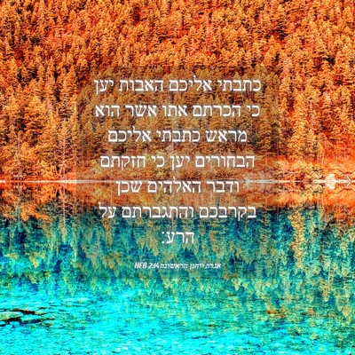 Picture 04 - אגרת יוחנן הראשונה 2:14 HEB - כתבתי אליכם האבות יען כי - Bible Verse Picture
