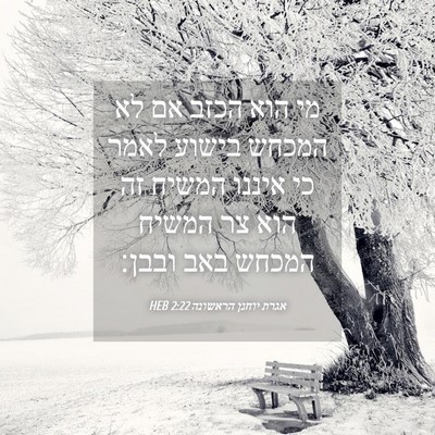 Picture 04 - אגרת יוחנן הראשונה 2:22 HEB - מי הוא הכזב אם לא המכחש - Bible Verse Picture