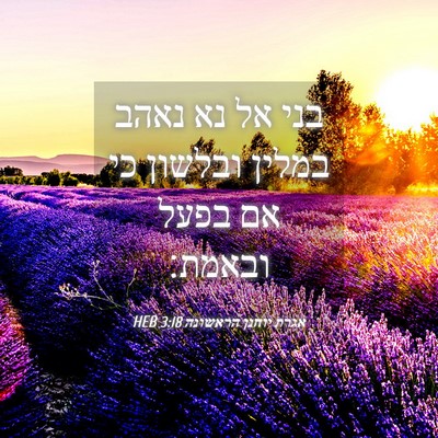 Picture 04 - אגרת יוחנן הראשונה 3:18 HEB - בני אל נא נאהב במלין ובלשון - Bible Verse Picture