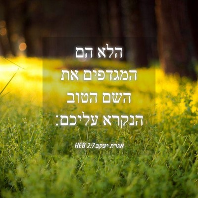 Picture 04 - אגרת יעקב 2:7 HEB - הלא הם המגדפים את השם הטוב - Bible Verse Picture