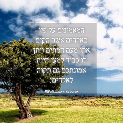 Picture 04 - אגרת כיפא הראשונה 1:21 HEB - המאמינים על פיו באלהים אשר - Bible Verse Picture