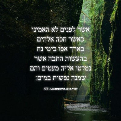Picture 04 - אגרת כיפא הראשונה 3:20 HEB - אשר לפנים לא האמינו כאשר - Bible Verse Picture