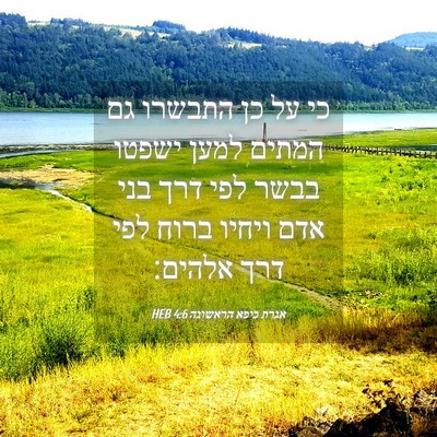 Picture 04 - אגרת כיפא הראשונה 4:6 HEB - כי על כן התבשרו גם המתים - Bible Verse Picture