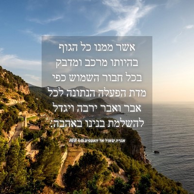 Picture 04 - אגרת שאול אל האפסים 4:16 HEB - אשר ממנו כל הגוף בהיותו - Bible Verse Picture
