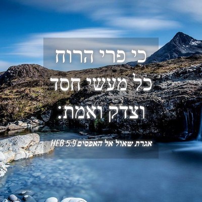 Picture 04 - אגרת שאול אל האפסים 5:9 HEB - כי פרי הרוח כל מעשי חסד - Bible Verse Picture