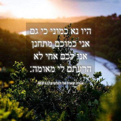 Picture 04 - אגרת שאול אל הגלטים 4:12 HEB - היו נא כמוני כי גם אני - Bible Verse Picture
