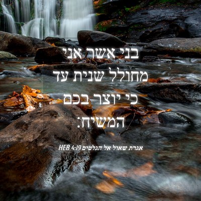 Picture 04 - אגרת שאול אל הגלטים 4:19 HEB - בני אשר אני מחולל שנית עד - Bible Verse Picture