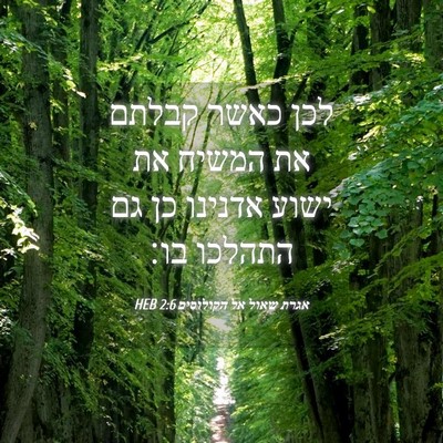 Picture 04 - אגרת שאול אל הקולוסים 2:6 HEB - לכן כאשר קבלתם את המשיח את - Bible Verse Picture