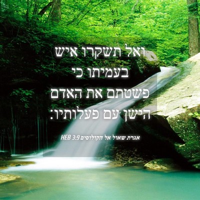 Picture 04 - אגרת שאול אל הקולוסים 3:9 HEB - ואל תשקרו איש בעמיתו כי - Bible Verse Picture