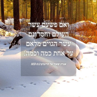Picture 04 - אגרת שאול אל הרומים 11:12 HEB - ואם פשעם עשר העולם וחסרונם - Bible Verse Picture