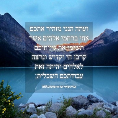 Picture 04 - אגרת שאול אל הרומים 12:1 HEB - ועתה הנני מזהיר אתכם אחי - Bible Verse Picture