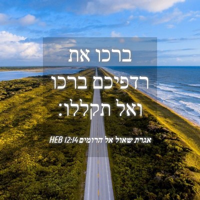 Picture 04 - אגרת שאול אל הרומים 12:14 HEB - ברכו את רדפיכם ברכו ואל - Bible Verse Picture
