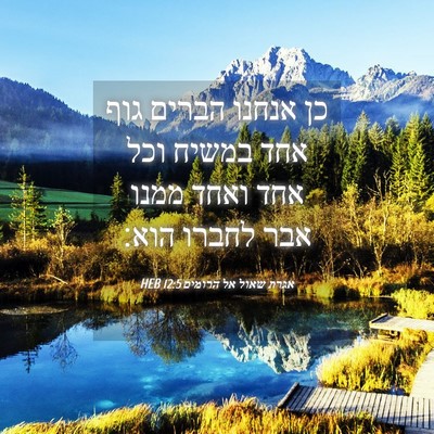 Picture 04 - אגרת שאול אל הרומים 12:5 HEB - כן אנחנו הברים גוף אחד - Bible Verse Picture