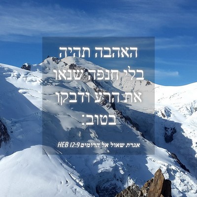 Picture 04 - אגרת שאול אל הרומים 12:9 HEB - האהבה תהיה בלי חנפה שנאו את - Bible Verse Picture