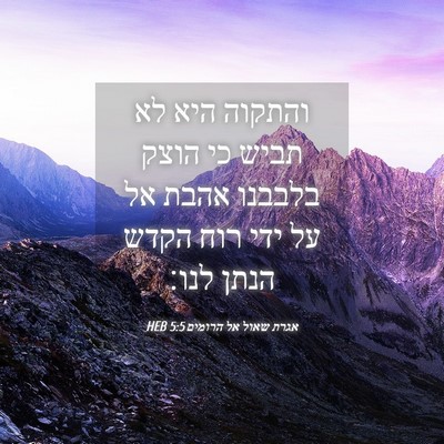 Picture 04 - אגרת שאול אל הרומים 5:5 HEB - והתקוה היא לא תביש כי הוצק - Bible Verse Picture