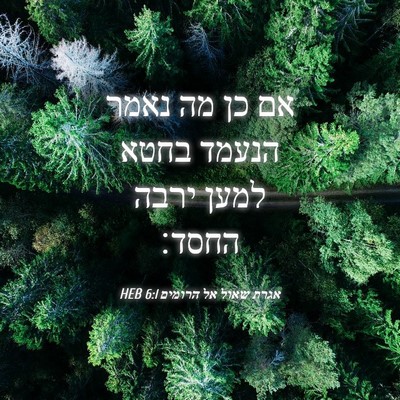 Picture 04 - אגרת שאול אל הרומים 6:1 HEB - אם כן מה נאמר הנעמד בחטא - Bible Verse Picture