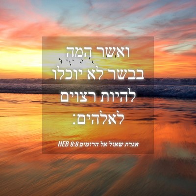 Picture 04 - אגרת שאול אל הרומים 8:8 HEB - ואשר המה בבשר לא יוכלו - Bible Verse Picture