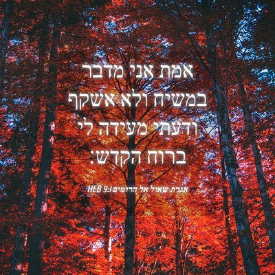 Picture 04 - אגרת שאול אל הרומים 9:1 HEB - אמת אני מדבר במשיח ולא אשקף - Bible Verse Picture