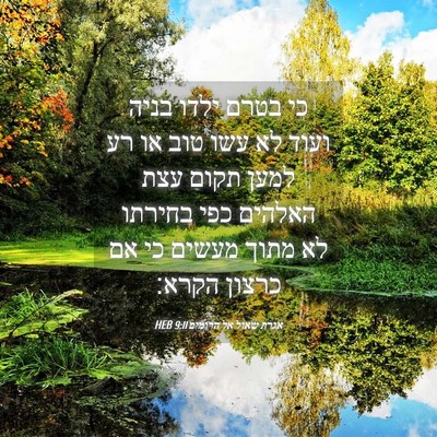Picture 04 - אגרת שאול אל הרומים 9:11 HEB - כי בטרם ילדו בניה ועוד לא - Bible Verse Picture
