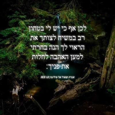 Picture 04 - אגרת שאול אל פילימון 1:8 HEB - לכן אף כי יש לי בטחון רב - Bible Verse Picture