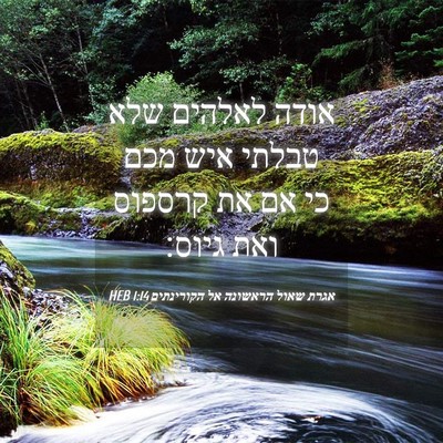 Picture 04 - אגרת שאול הראשונה אל הקורינתים 1:14 HEB - אודה לאלהים שלא טבלתי איש - Bible Verse Picture