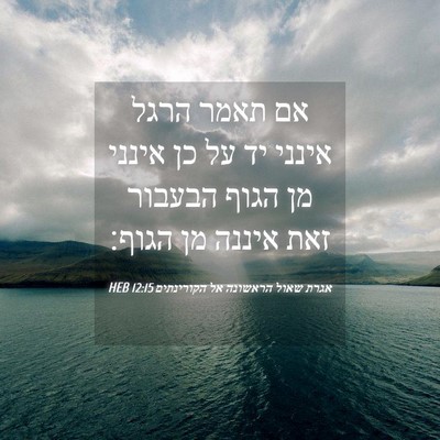 Picture 04 - אגרת שאול הראשונה אל הקורינתים 12:15 HEB - אם תאמר הרגל אינני יד על כן - Bible Verse Picture
