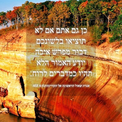 Picture 04 - אגרת שאול הראשונה אל הקורינתים 14:9 HEB - כן גם אתם אם לא תוציאו - Bible Verse Picture