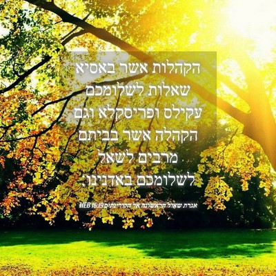 Picture 04 - אגרת שאול הראשונה אל הקורינתים 16:19 HEB - הקהלות אשר באסיא שאלות - Bible Verse Picture