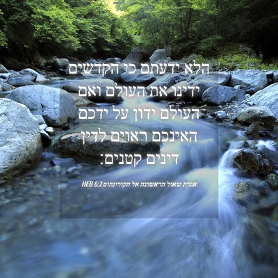 Picture 04 - אגרת שאול הראשונה אל הקורינתים 6:2 HEB - הלא ידעתם כי הקדשים ידינו - Bible Verse Picture